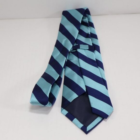 Lands End Mens Necktie Silk Stripe Repp Classic Business Blue - Picture 5 of 9